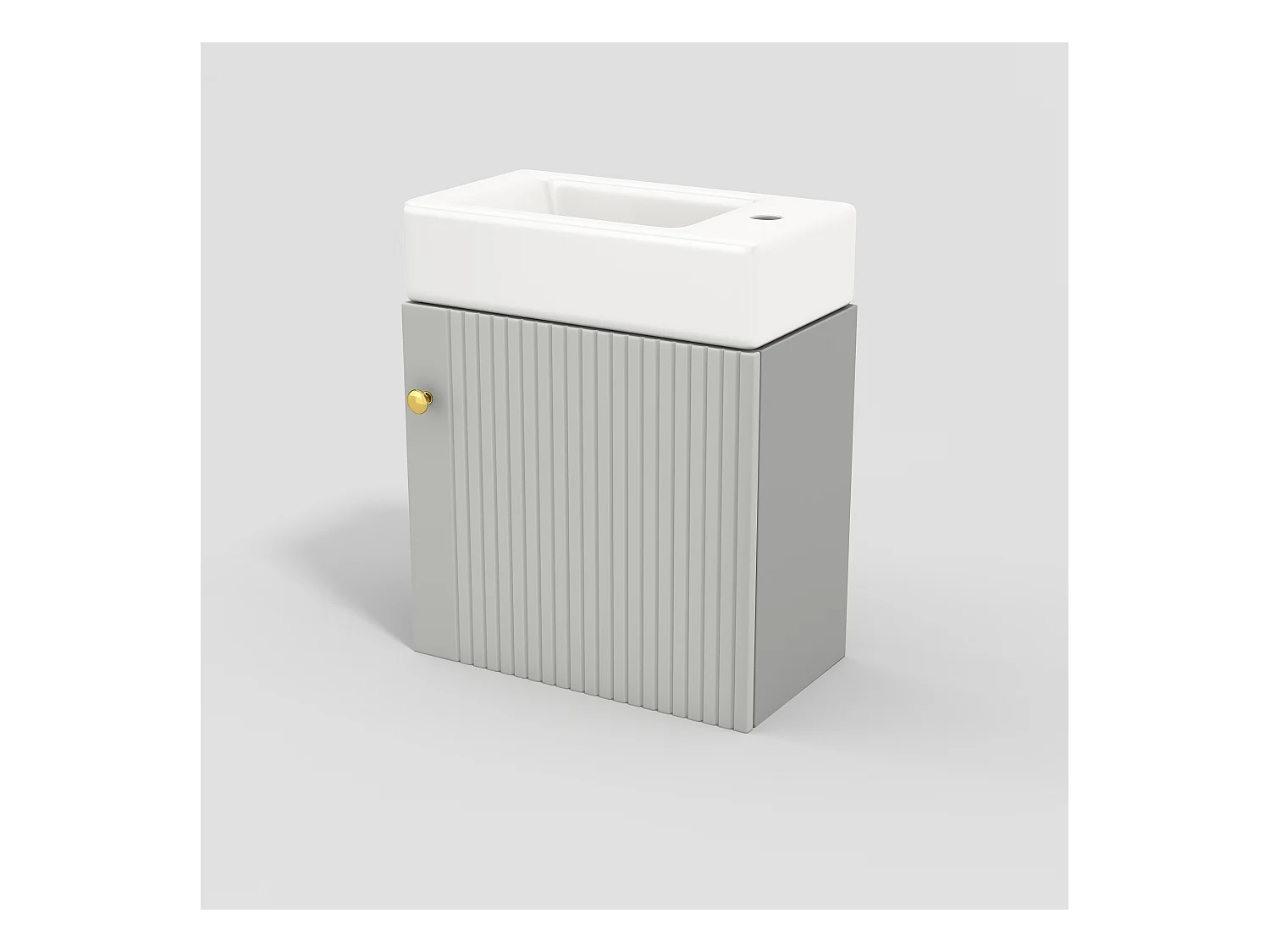 Mueble de baño de un seno, mueble base con lavabo de cerámica - 46 x 26 x 56 cm - Madera MDF - Gris