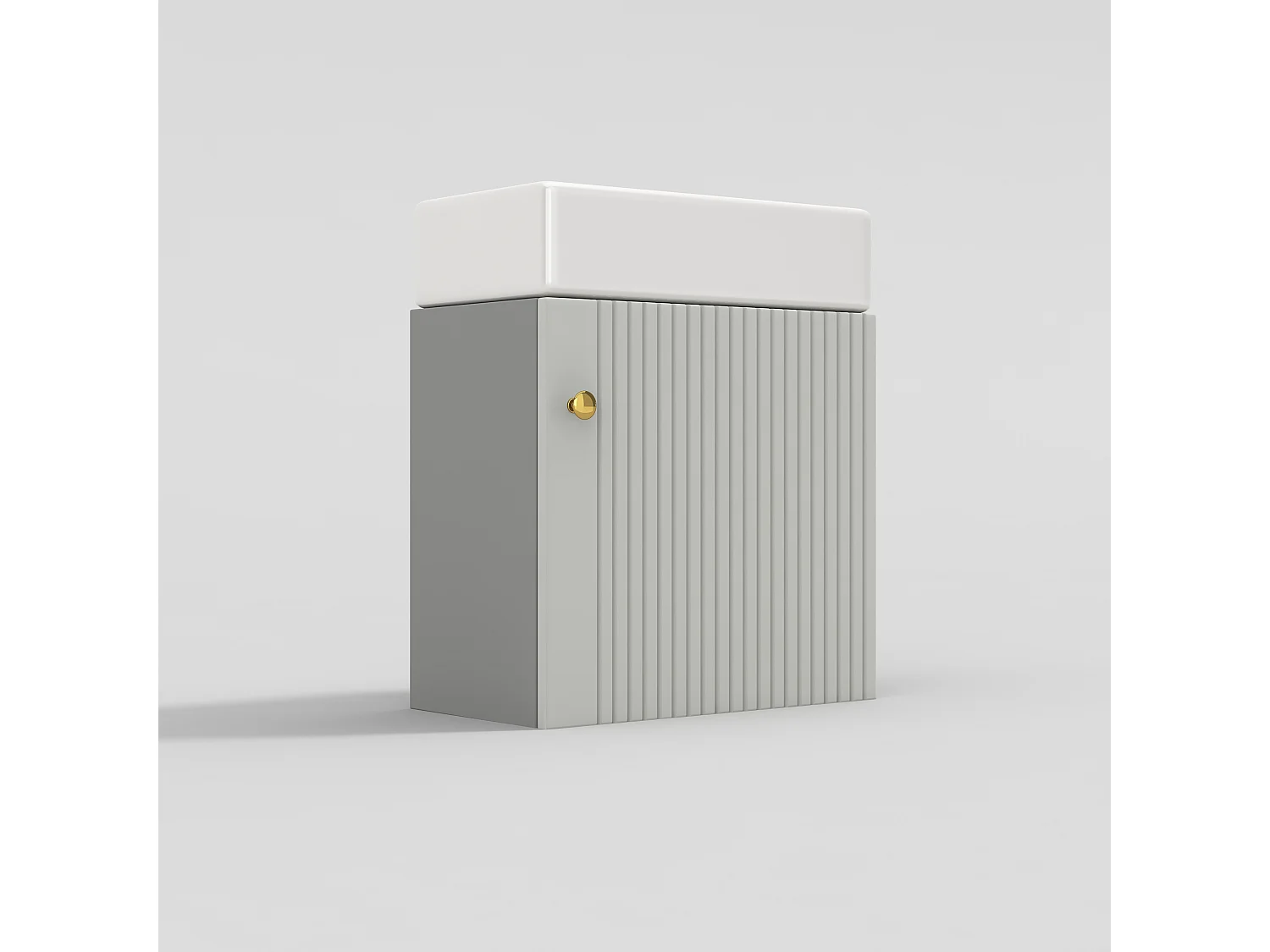 Mueble de baño de un seno, mueble base con lavabo de cerámica - 46 x 26 x 56 cm - Madera MDF - Gris