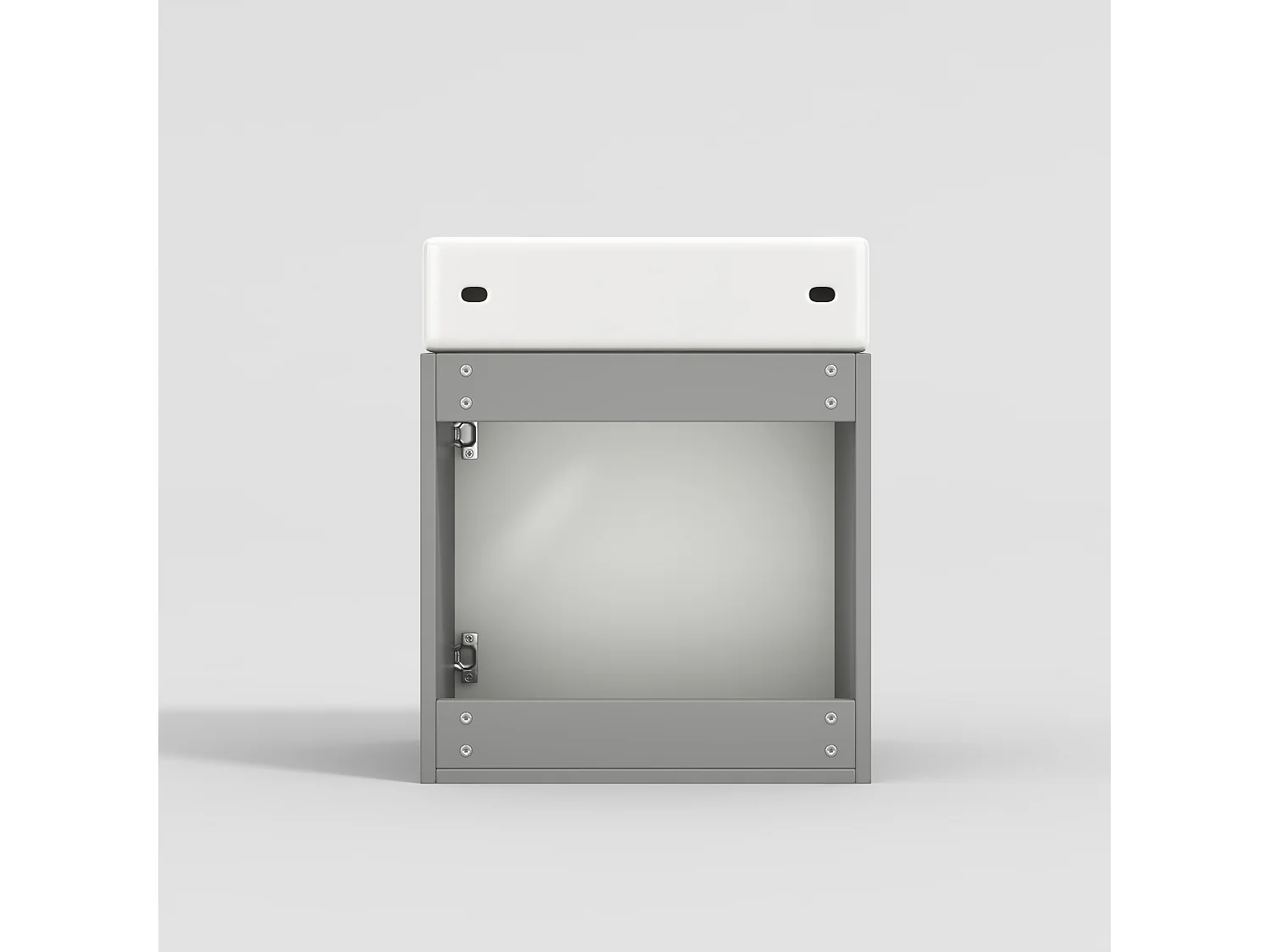 Mueble de baño de un seno, mueble base con lavabo de cerámica - 46 x 26 x 56 cm - Madera MDF - Gris