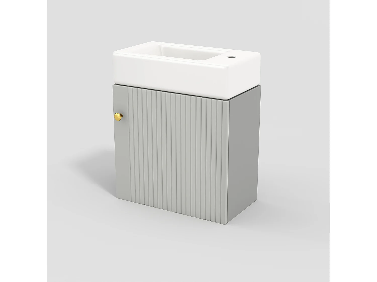 Meuble de salle de bain vasque simple, meuble bas avec vasque en céramique - 46 x 26 x 56 cm - Bois MDF - Gris