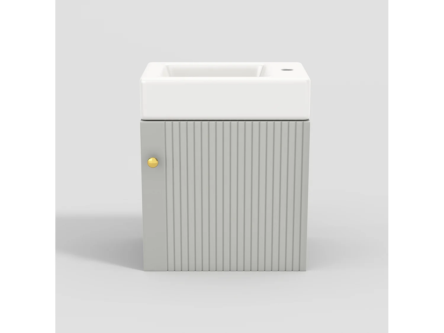 Meuble de salle de bain vasque simple, meuble bas avec vasque en céramique - 46 x 26 x 56 cm - Bois MDF - Gris