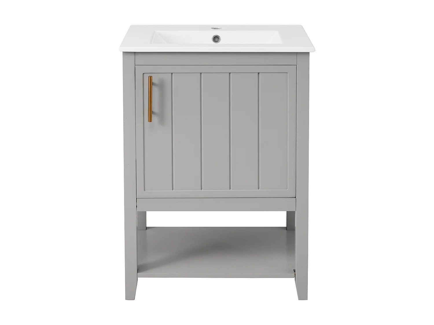 Badkamermeubel met enkele wastafel - 1 open plank en 1 deur - 61 x 47 x 87 cm - MDF-hout - Lichtgrijs