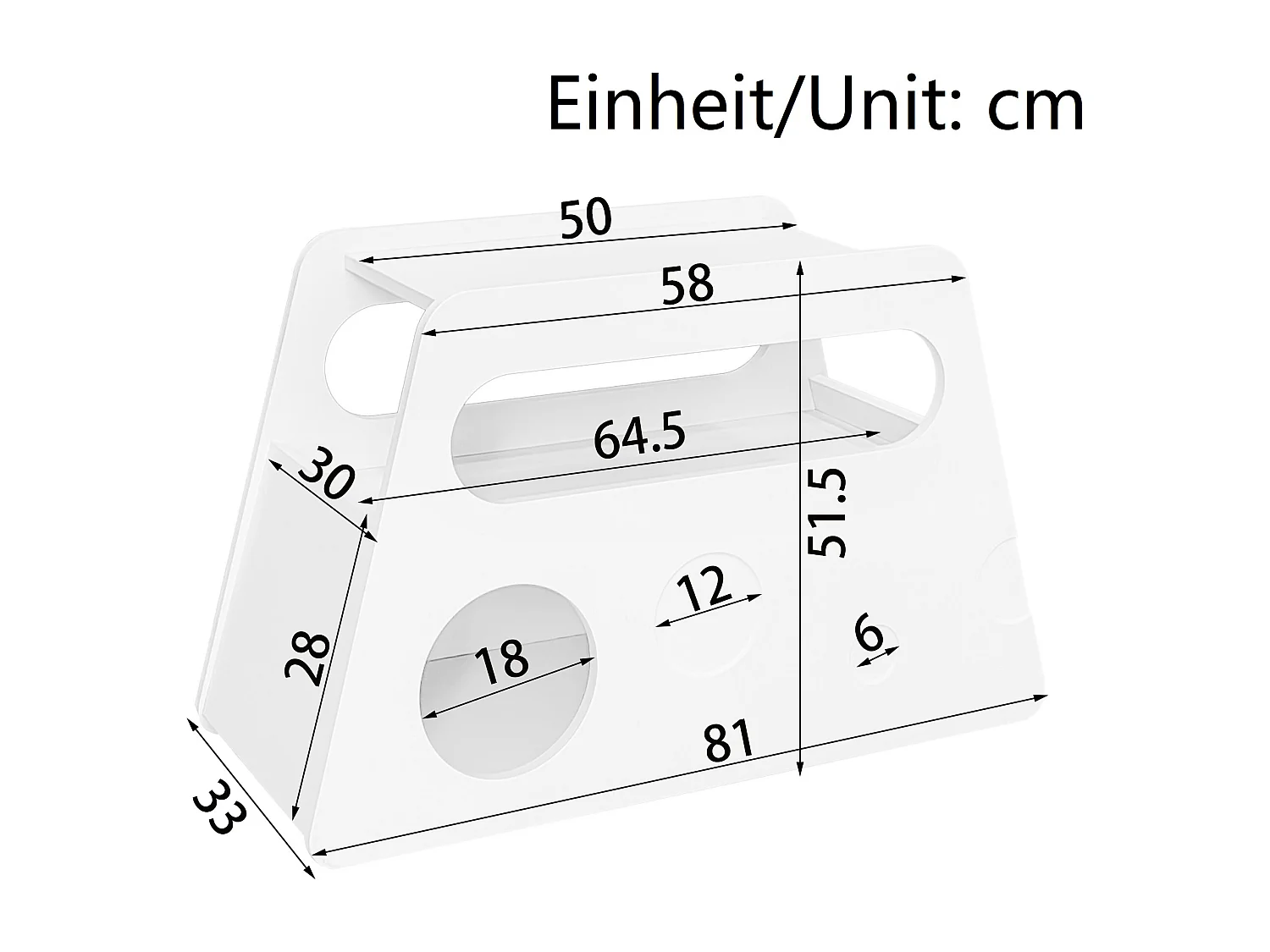 Table d'appoint mobile avec étagères de rangement, Buffet - 81x33x51,5 cm - MDF - Blanc