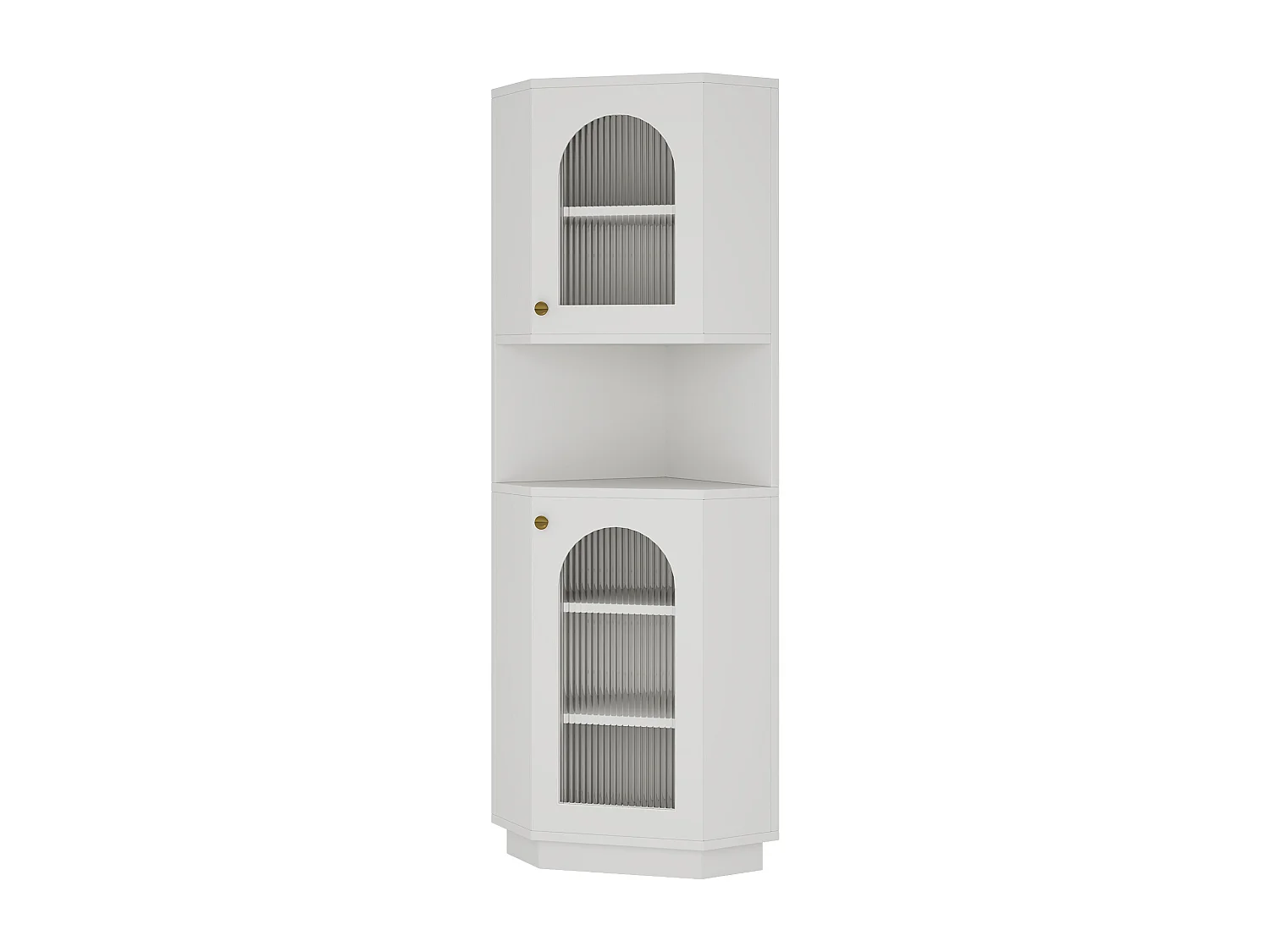 Colonne d'angle de salle de bain - 2 portes et 1 niche de rangement - 45x 45 x 166,5 cm - LEDs - MDF - Blanc