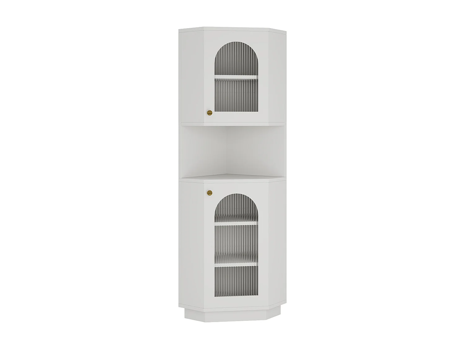 Colonne d'angle de salle de bain - 2 portes et 1 niche de rangement - 45x 45 x 166,5 cm - LEDs - MDF - Blanc