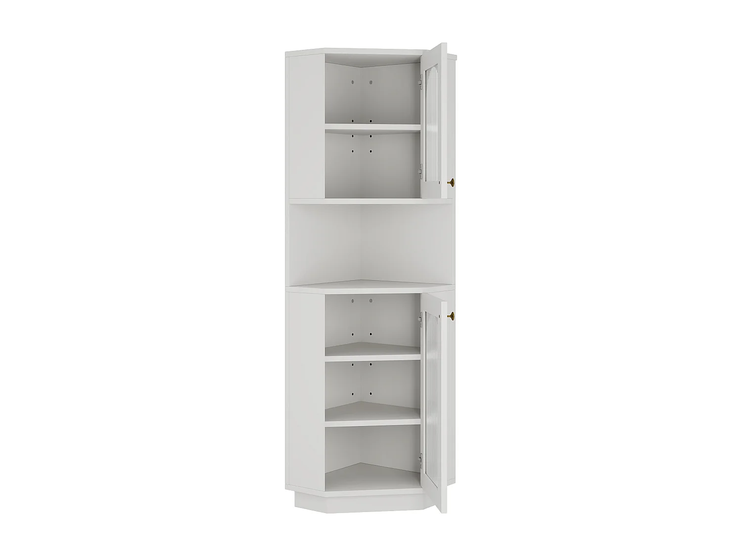 Colonne d'angle de salle de bain - 2 portes et 1 niche de rangement - 45x 45 x 166,5 cm - LEDs - MDF - Blanc