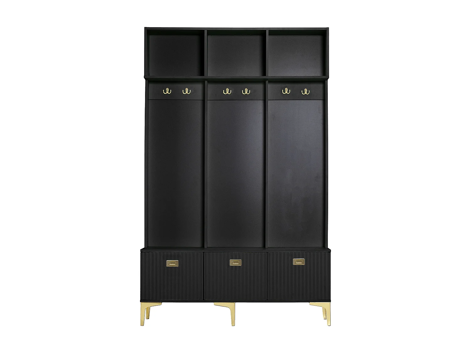 Guardarropa con banco, 3 puertas y perchero - 120 x 23,5 x 191,5 - Tablero de partículas - Color negro