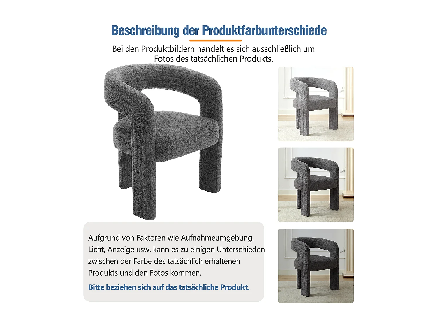 Lot de 2 fauteuils en peluche avec accoudoirs - 62.5 x 47 x 75 cm - pour salon ou chambre - Gris