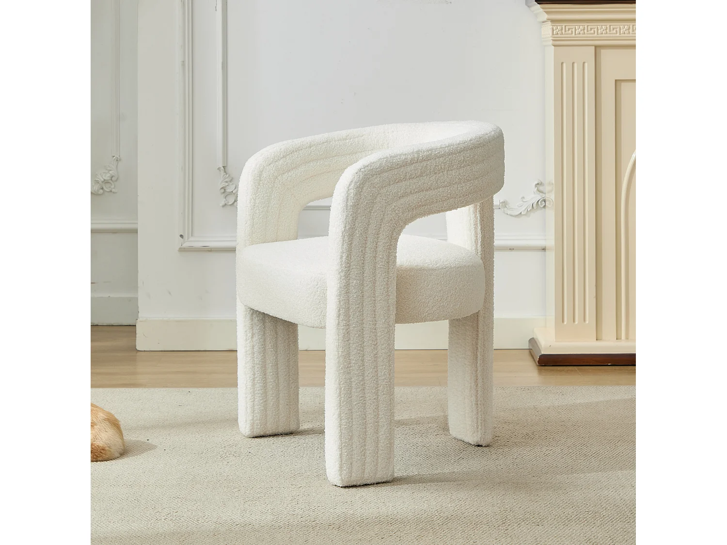 Set van 2 pluche fauteuils met armleuningen - 62,5 x 47 x 75 cm - voor woonkamer of slaapkamer - Wit