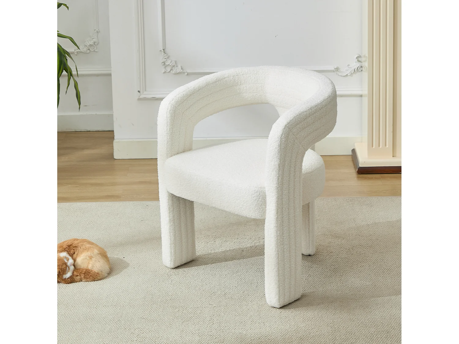 Set van 2 pluche fauteuils met armleuningen - 62,5 x 47 x 75 cm - voor woonkamer of slaapkamer - Wit