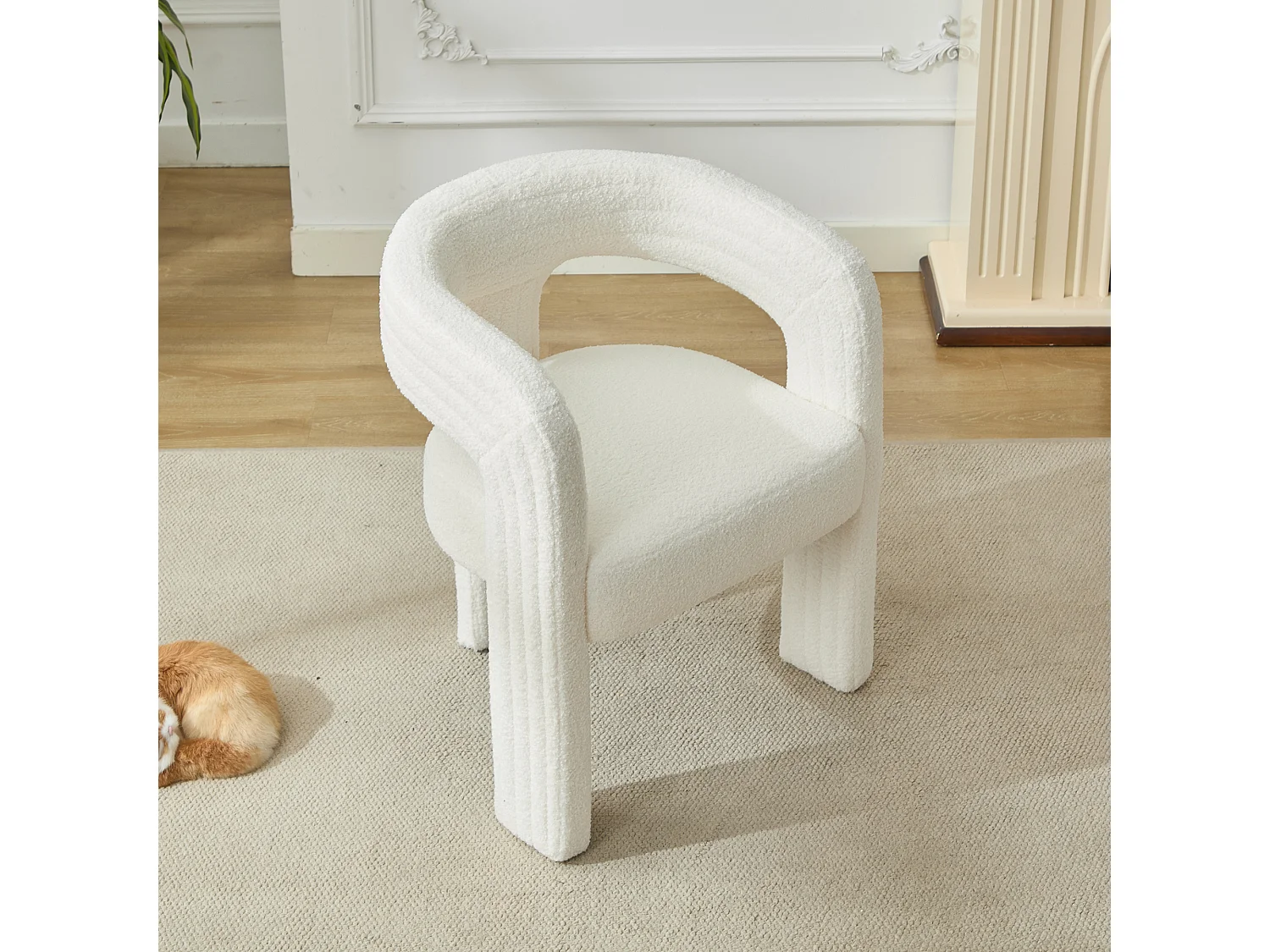 Set van 2 pluche fauteuils met armleuningen - 62,5 x 47 x 75 cm - voor woonkamer of slaapkamer - Wit