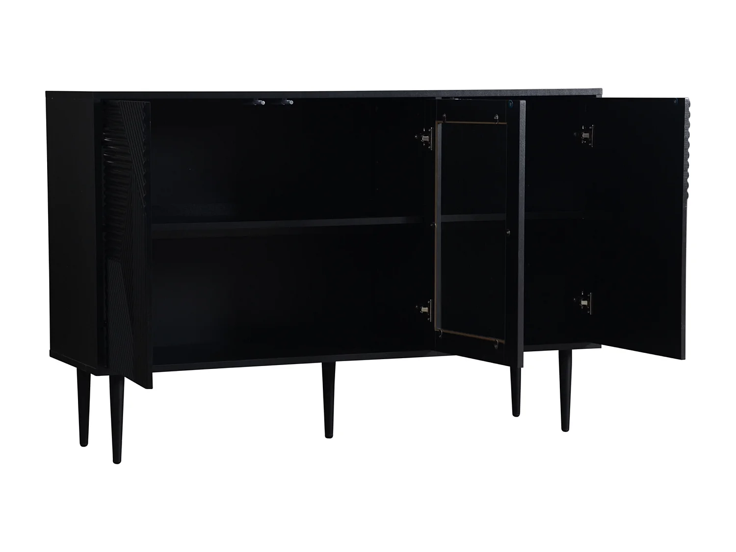 Buffet avec 3 portes - 120 x 38 x 79,5 cm - Panneau de particules et pieds en métal - Noir