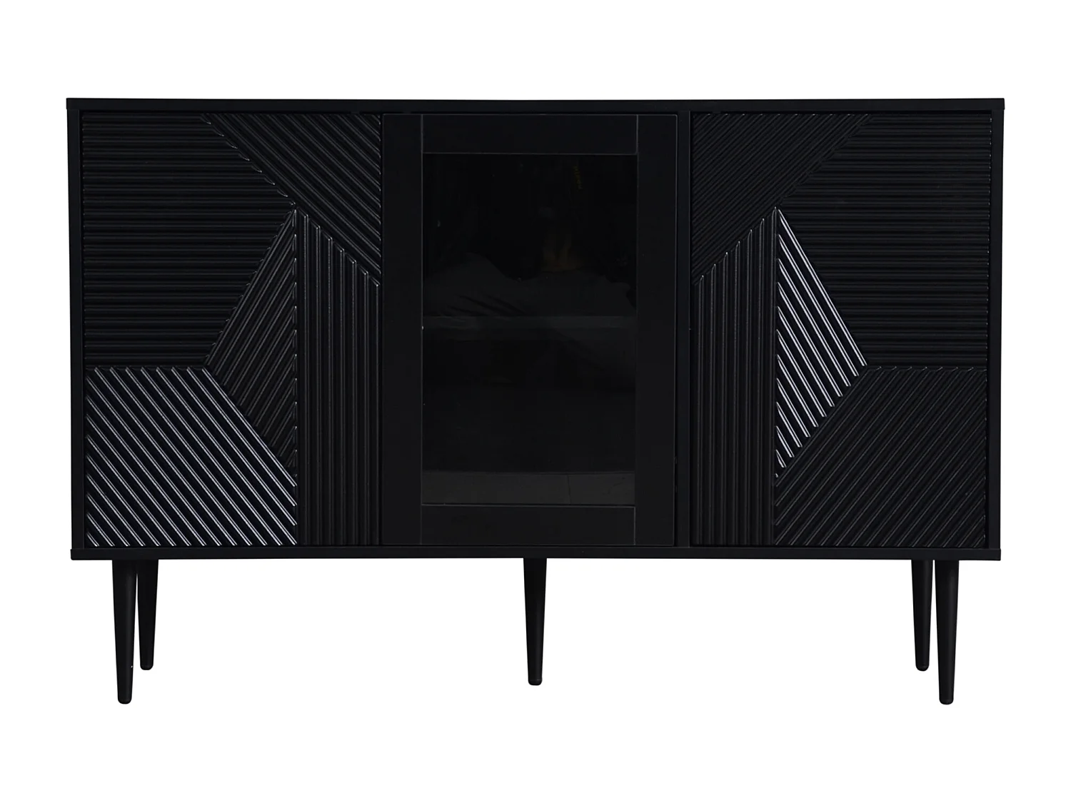 Buffet avec 3 portes - 120 x 38 x 79,5 cm - Panneau de particules et pieds en métal - Noir