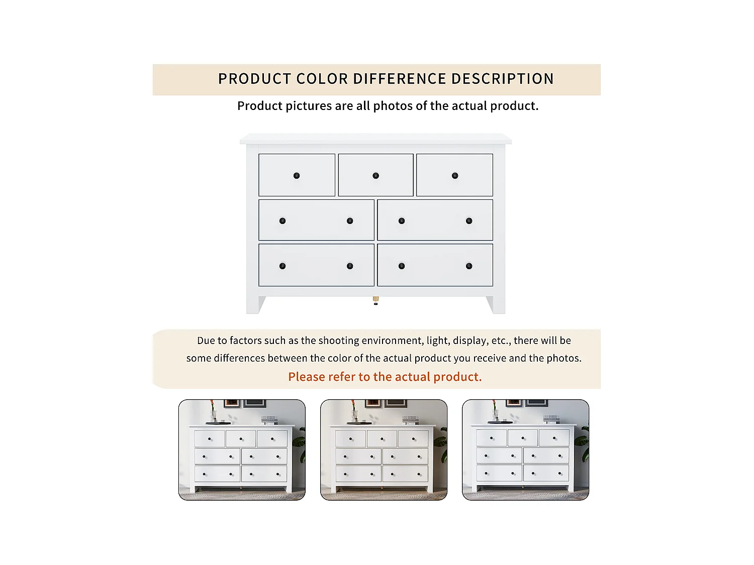 Modernes Sideboard mit 7 Schubladen - 152 x 40 x 89 cm - Spanplatte - für Esszimmer - Weiß