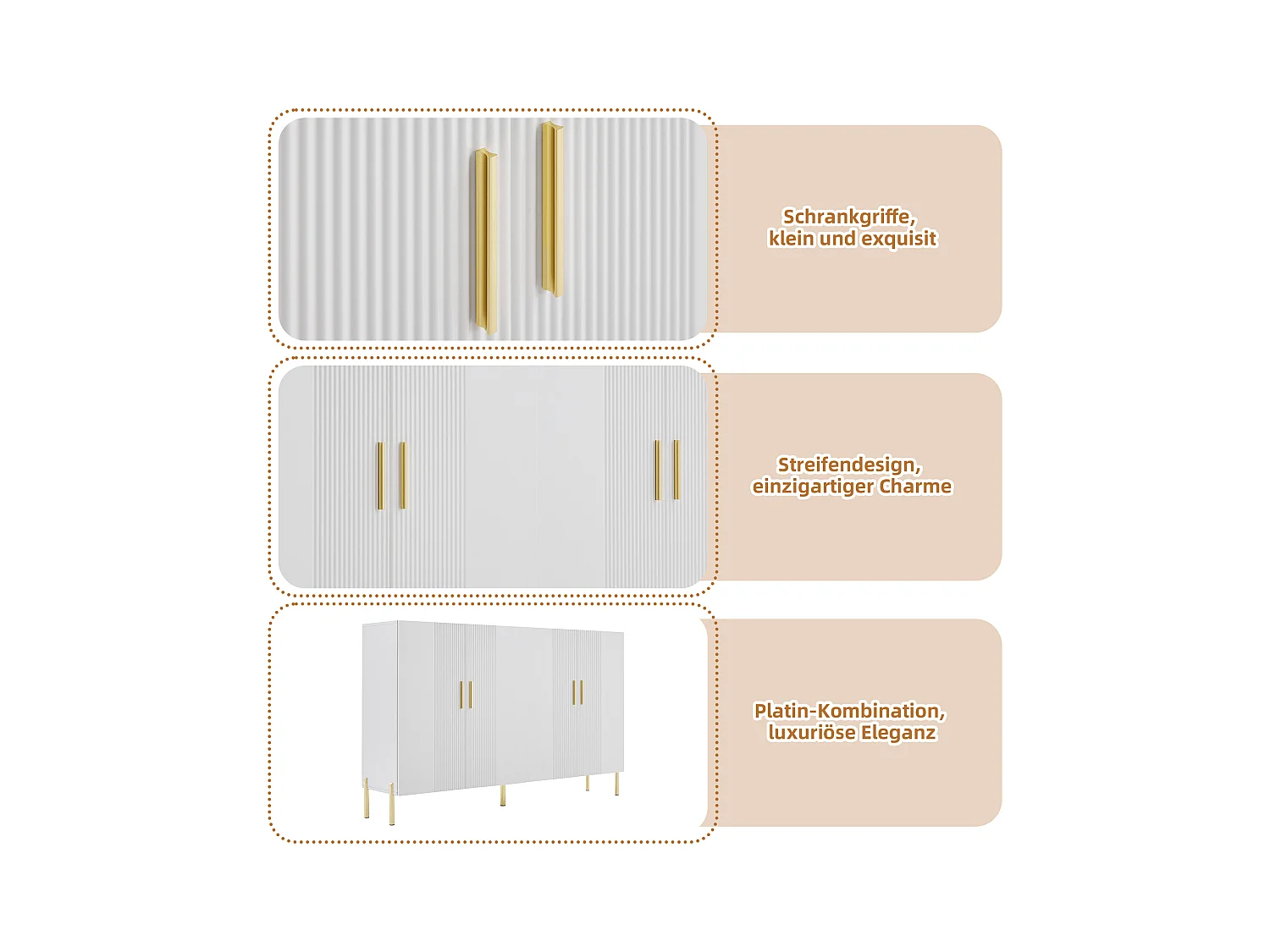 Buffet moderne avec 4 portes - 160 x 36.5 x 100 cm - Panneaux de particules - pour salle à manger - Blanc
