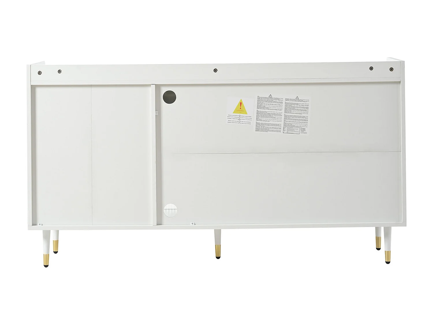 Buffet avec 2 portes et 3 tiroirs - 140 x 38 x 76 cm - LEDs - Panneau de particules - Coloris blanc