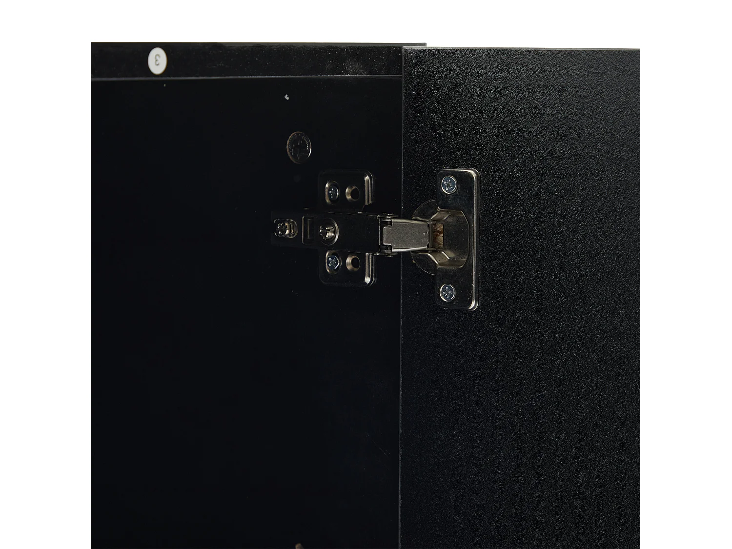 Buffet avec 2 portes et 3 tiroirs - 140 x 40 x 76 cm - Panneaux de particules et pieds dorés - Blanc brillant