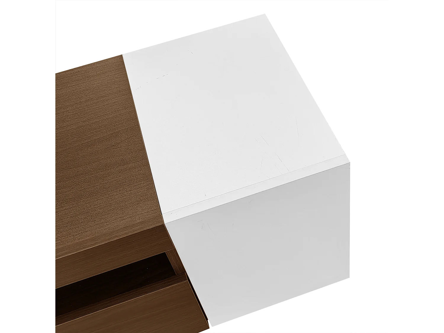 TV-Schrank mit 2 Türen und seitlichen Nischen - 180 x 36 x 43 cm - LEDs - MDF und Spanplatte - Weiß + Natur