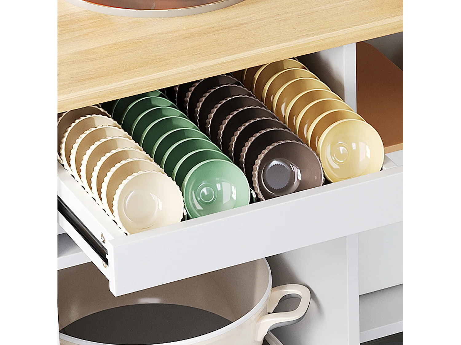 Mobilna wyspa kuchenna z 2 drzwiami przesuwnymi, 1 szufladą i regałem na wino - rozkładany blat - 112x46/69x91 cm - MDF - biały