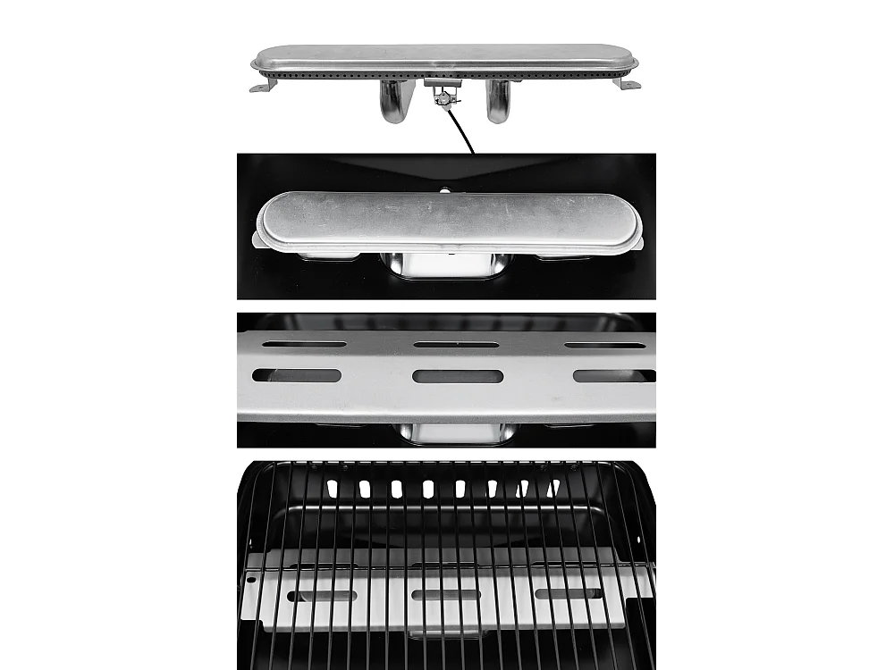 Barbecue A Gas Con Fuoco Bruciatore Laterale BBQ Coperchio Termometro Griglia Grill Ruote Compatto In Acciaio Giardino Esterno 112x52.5x96.5 Cm Nero
