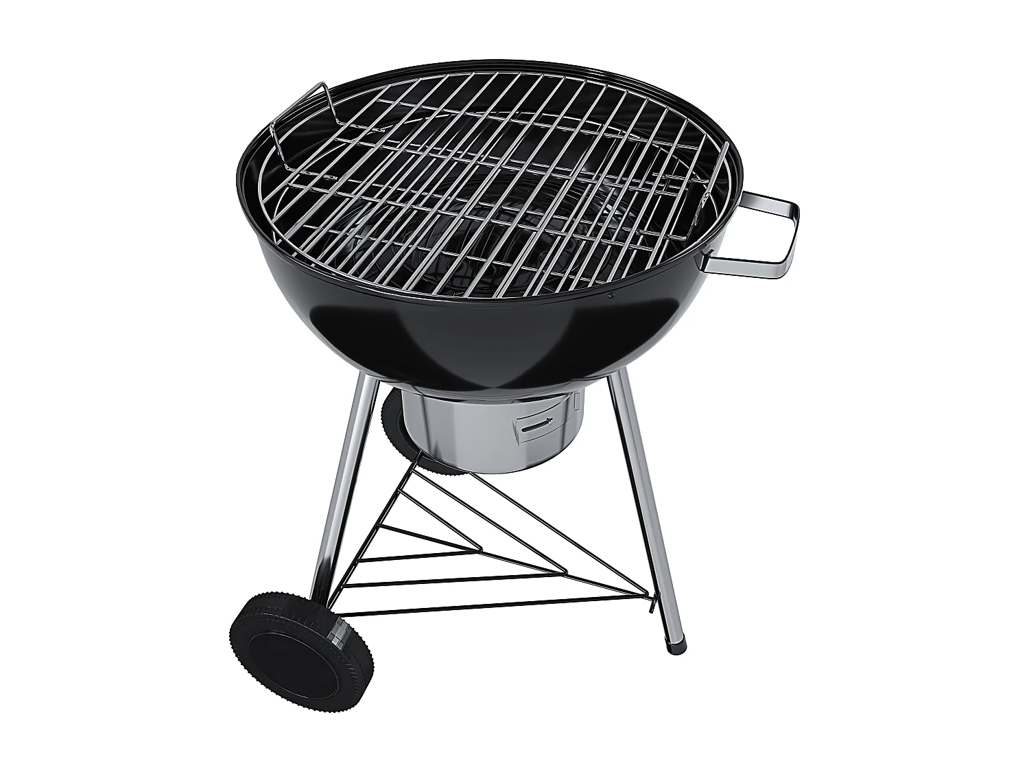 Barbecue 57 Cm Rotondo A Carbonella Carbone BBQ Portatile Compatto Grill Griglia Da Giardino Picnic Balcone Terrazzo Con Coperchio Ruote E Termometro Integrato Nero