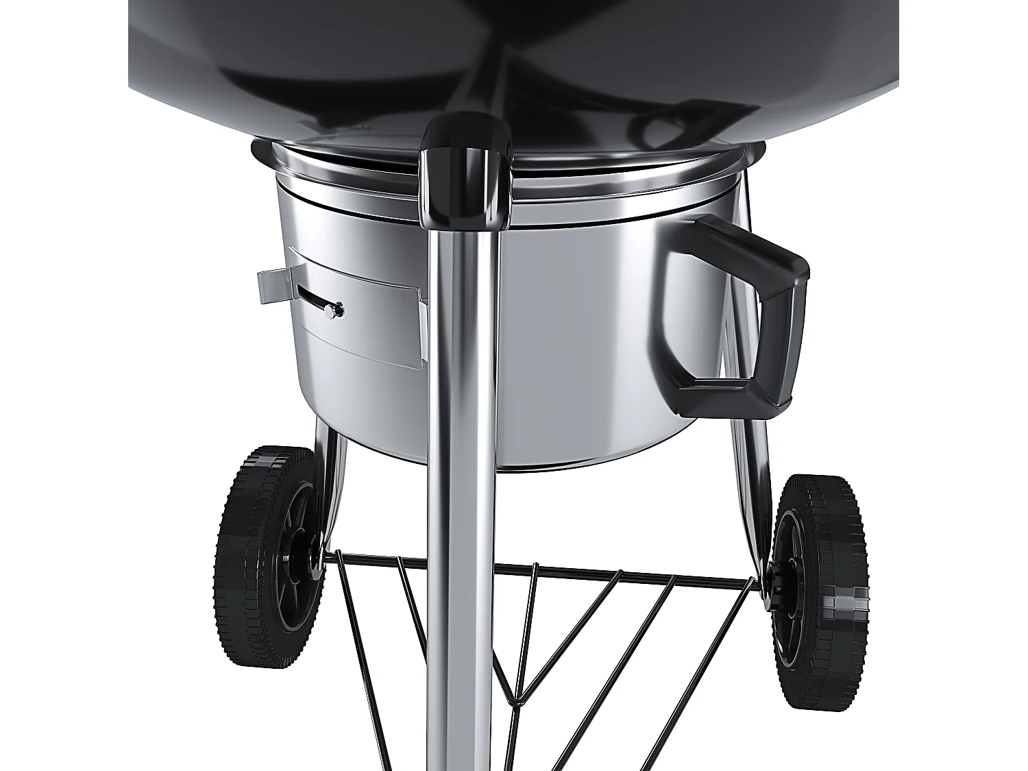 Barbecue 57 Cm Rotondo A Carbonella Carbone BBQ Portatile Compatto Grill Griglia Da Giardino Picnic Balcone Terrazzo Con Coperchio Ruote E Termometro Integrato Nero