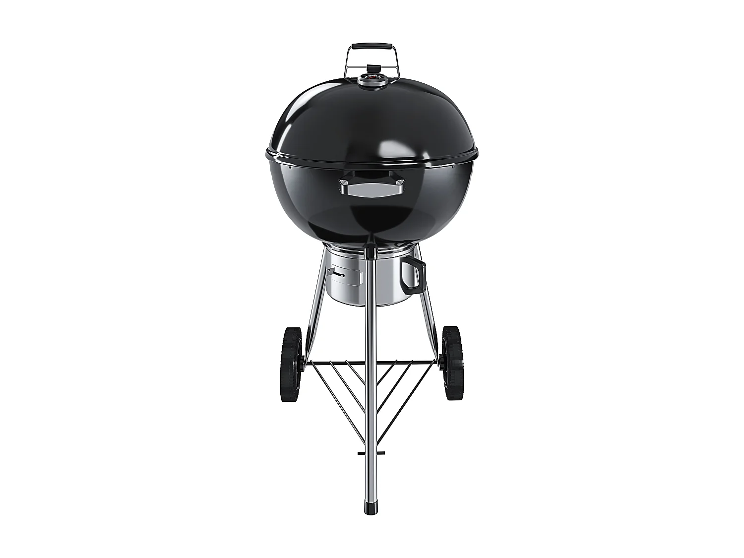 Barbecue 57 Cm Rotondo A Carbonella Carbone BBQ Portatile Compatto Grill Griglia Da Giardino Picnic Balcone Terrazzo Con Coperchio Ruote E Termometro Integrato Nero