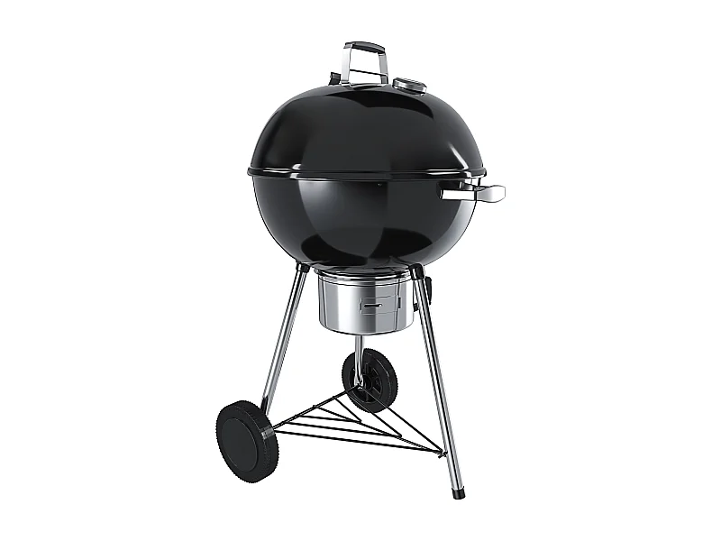 Barbecue 57 Cm Rotondo A Carbonella Carbone BBQ Portatile Compatto Grill Griglia Da Giardino Picnic Balcone Terrazzo Con Coperchio Ruote E Termometro Integrato Nero