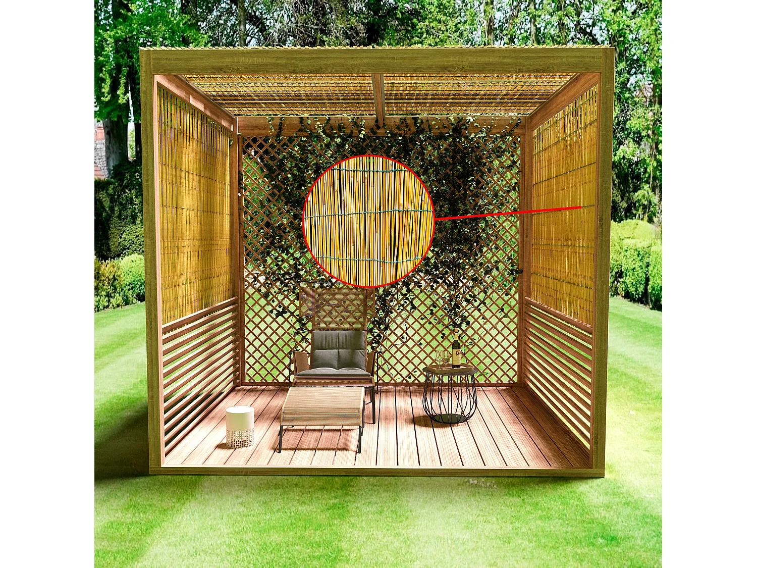 Arella In Canna Cannette In Bamboo Pelato Bambù Naturale Da 5 mm Arelle Canniccio Decorativo Recinzione Stuoia Ombreggiante Frangivista 1.5 x 5 M