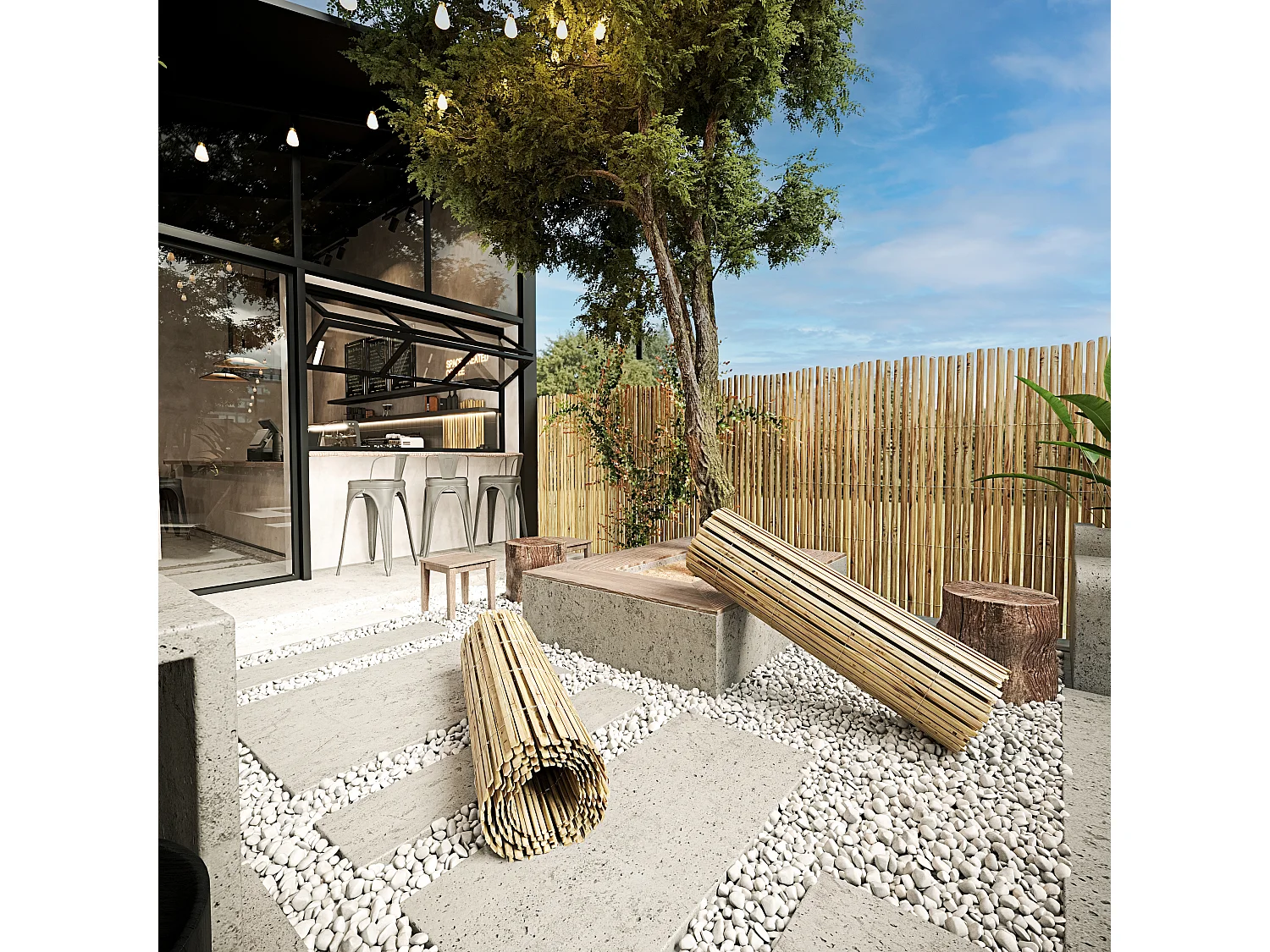 Arella In Canna Cannette In Bamboo Spaccato Bambù Naturale Da 10 / 15 Mm Recinzione Giardino Ringhiera Balcone Terrazza Piscina Ombreggiante Frangivista 2 x 3 M