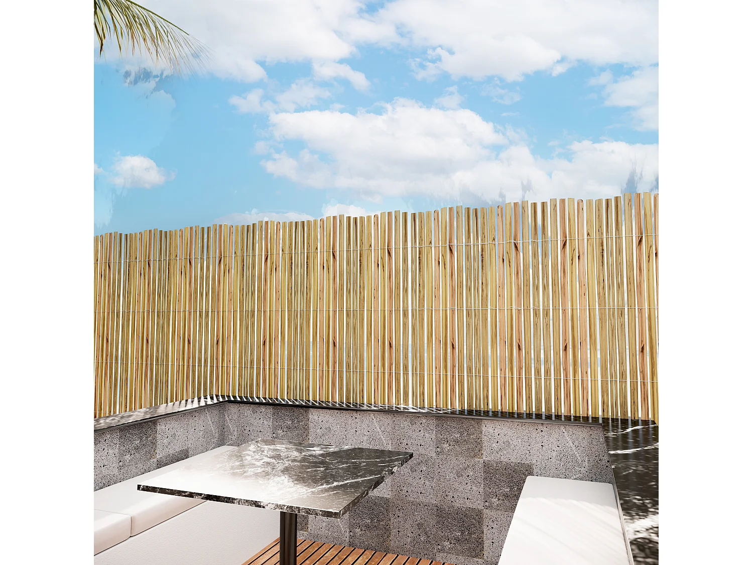 Arella In Canna Cannette In Bamboo Spaccato Bambù Naturale Da 10 / 15 Mm Recinzione Giardino Ringhiera Balcone Terrazza Piscina Ombreggiante Frangivista 2.5 x 3 M