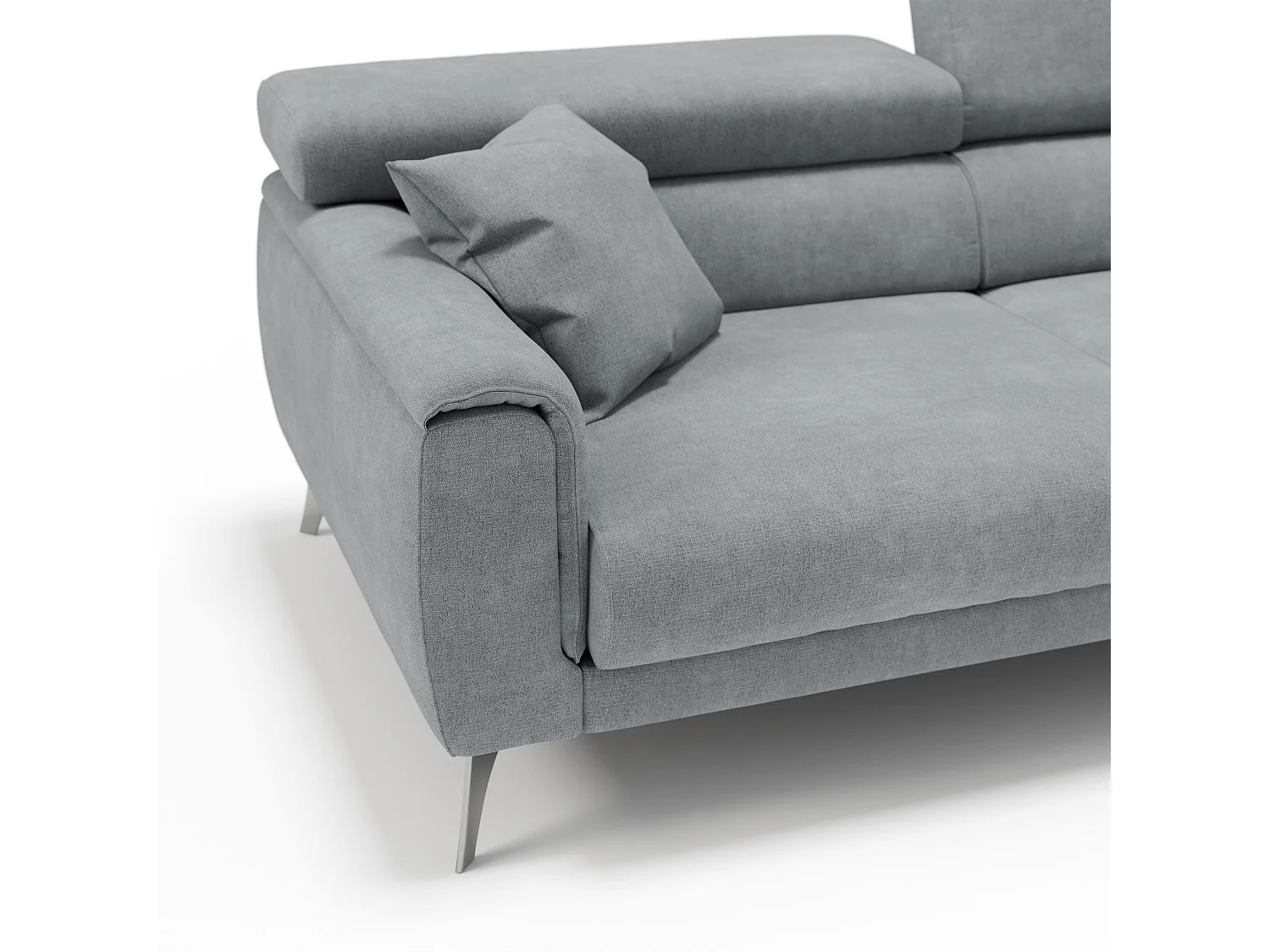 Caravaggio Divano con sedute allungabili e poggiatesta reclinabili in tessuto impermeabile T02 199 cm grigio chiaro