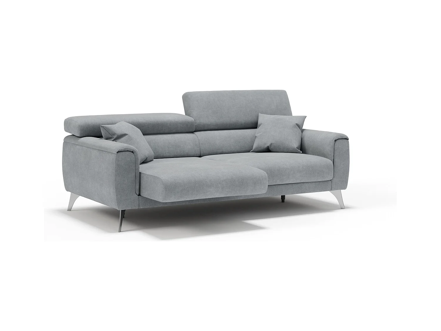 Caravaggio Canapé avec assises coulissantes en tissu doux imperméable T02 199 cm Gris Clair