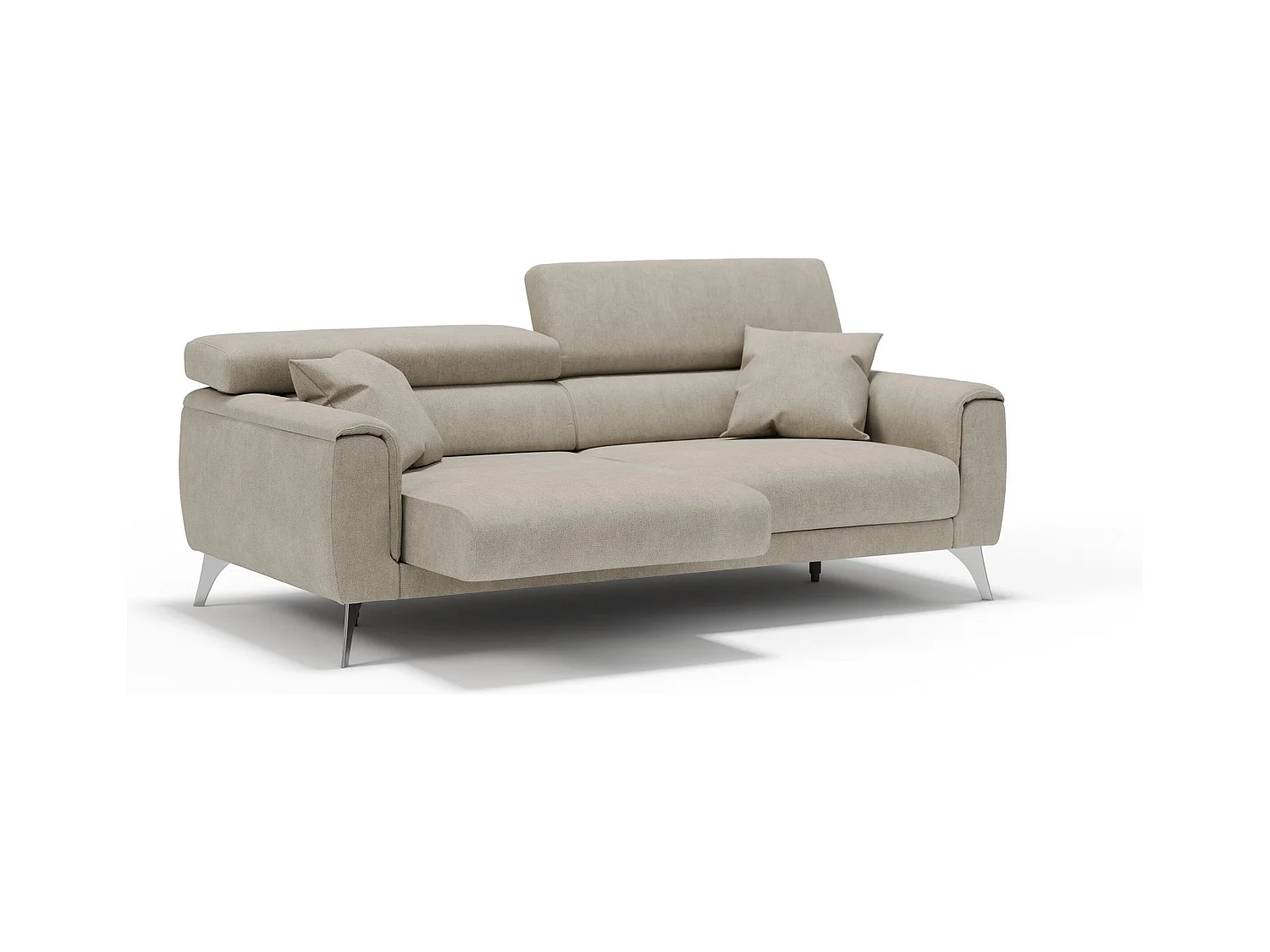 Caravaggio Sofa mit verschiebbaren Sitzen aus wasserfestem, weichem Stoff T02 199 cm Creme