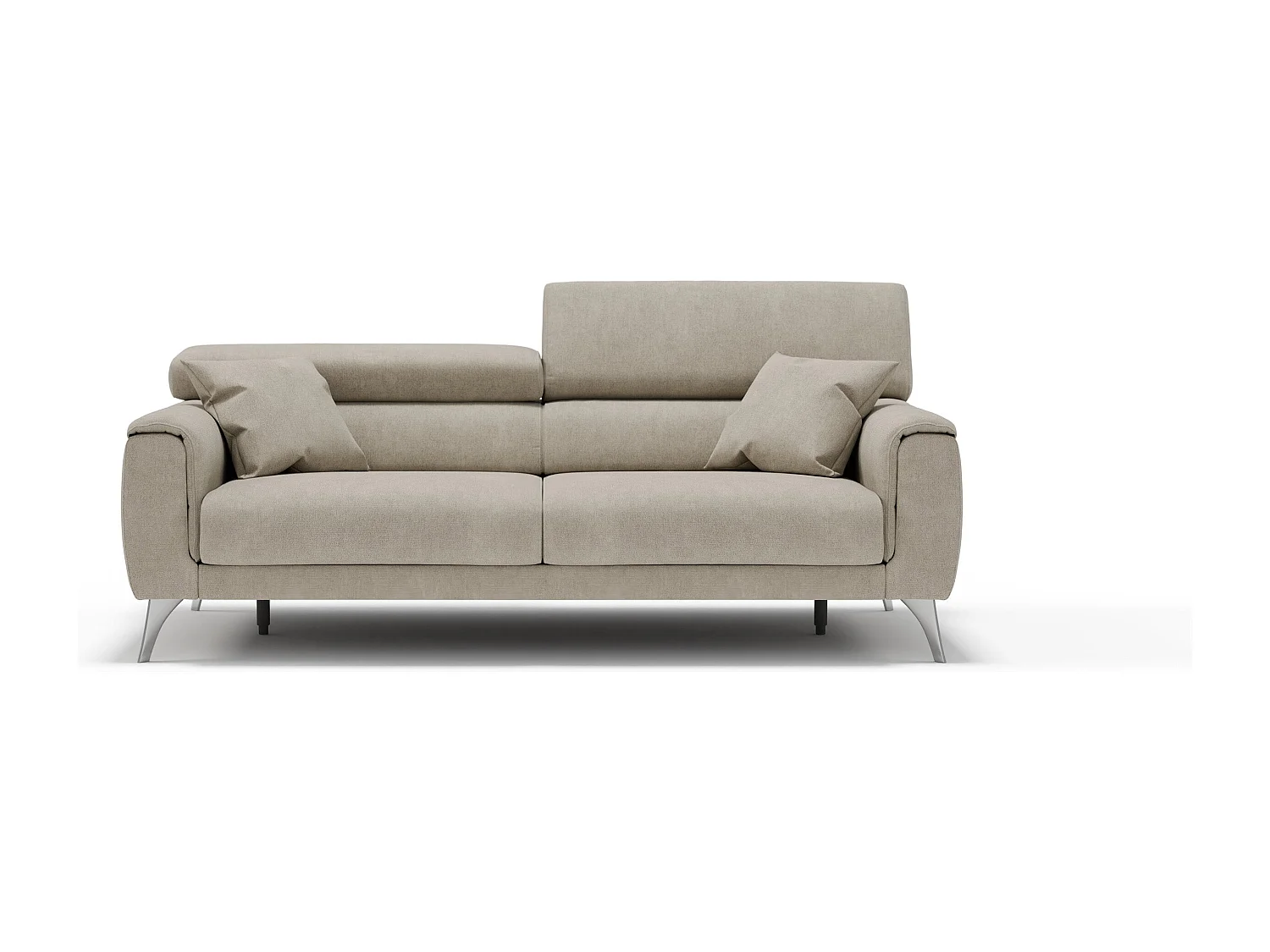 Caravaggio Sofa mit verschiebbaren Sitzen aus wasserfestem, weichem Stoff T02 199 cm Creme