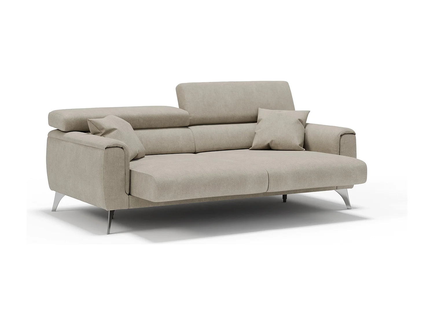 Caravaggio Sofa mit verschiebbaren Sitzen aus wasserfestem, weichem Stoff T02 199 cm Creme