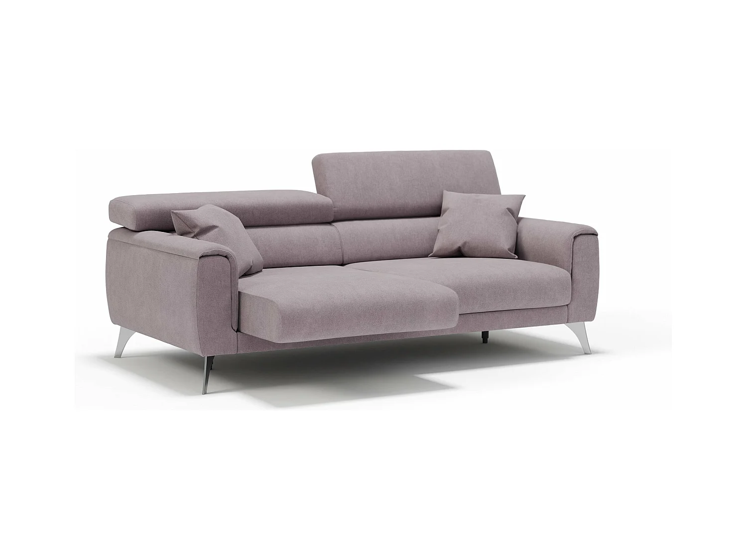 Caravaggio Canapé avec assises coulissantes en tissu doux imperméable T02 199 cm Creme