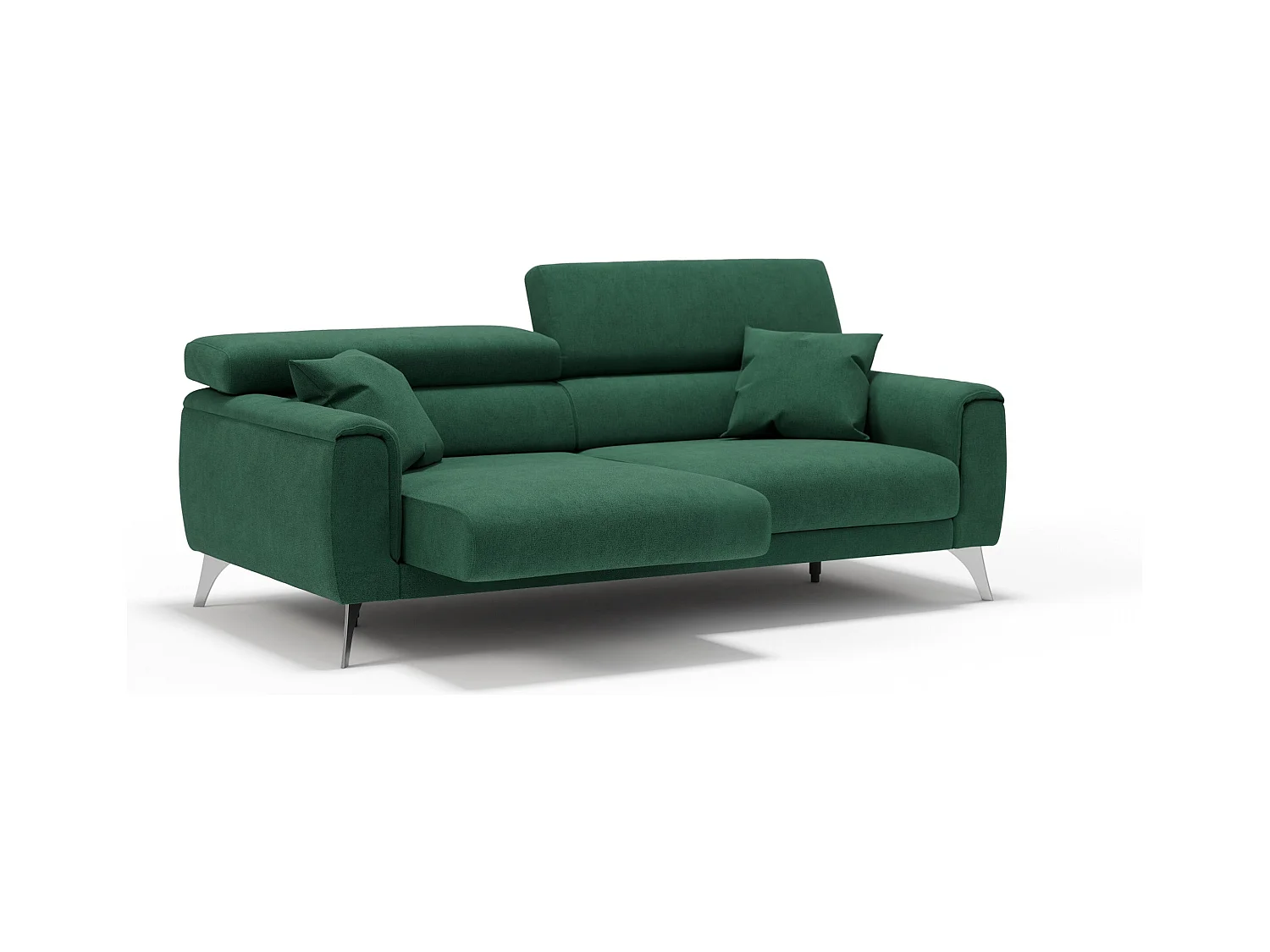 Caravaggio Divano con sedute allungabili e poggiatesta reclinabili in tessuto impermeabile T02 199 cm verde