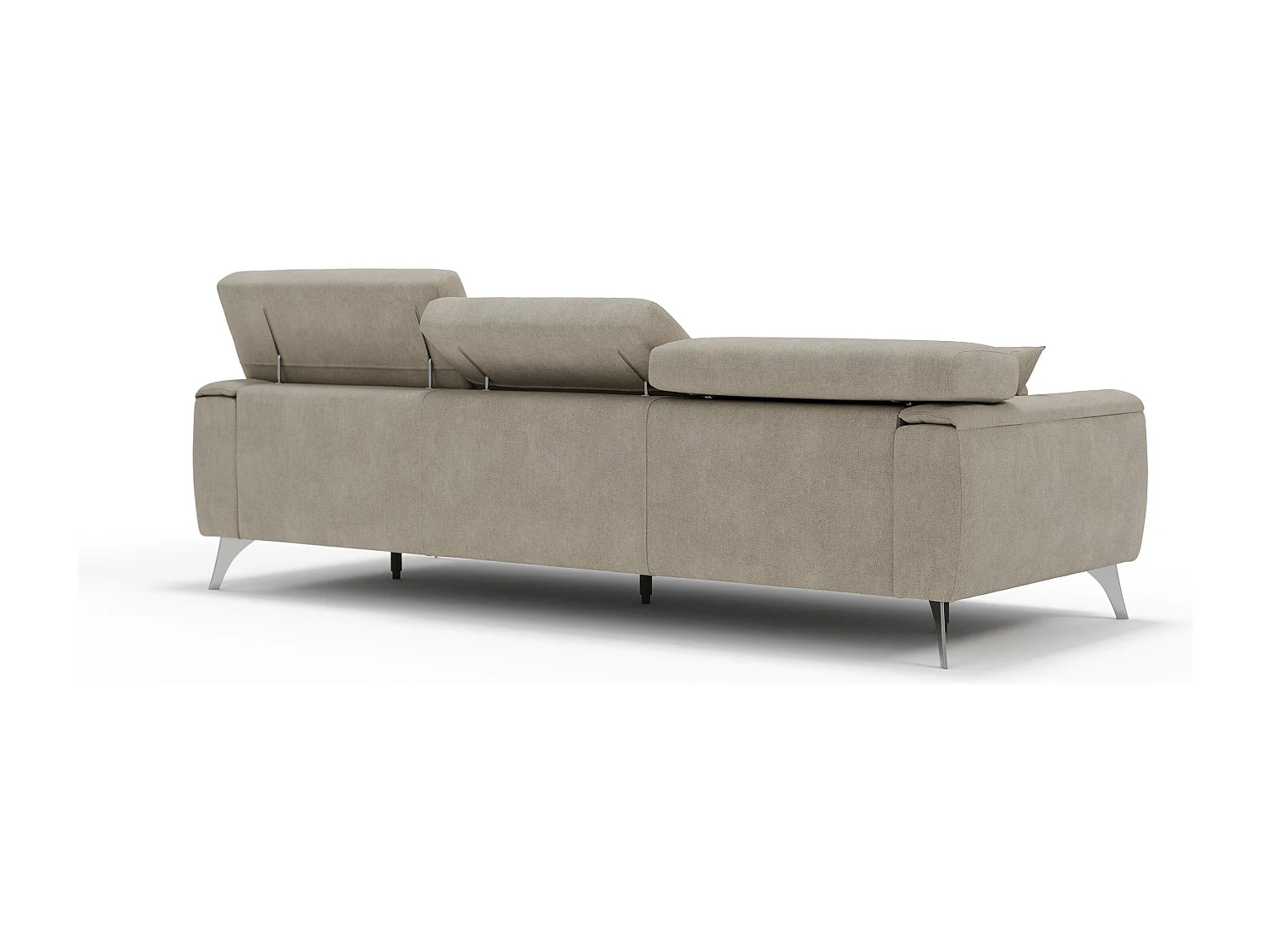 Caravaggio Sofá de 3 plazas extensibles con reposacabezas ajustables en tejido impermeable 244 cm Crema