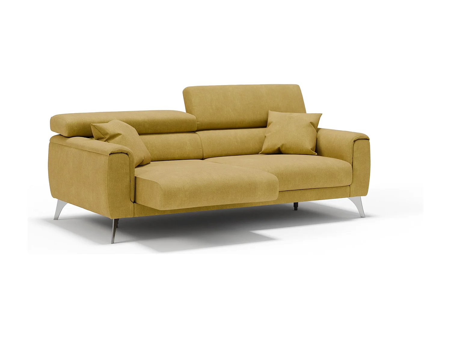 Caravaggio Divano con sedute allungabili e poggiatesta reclinabili in tessuto impermeabile T02 199 cm giallo