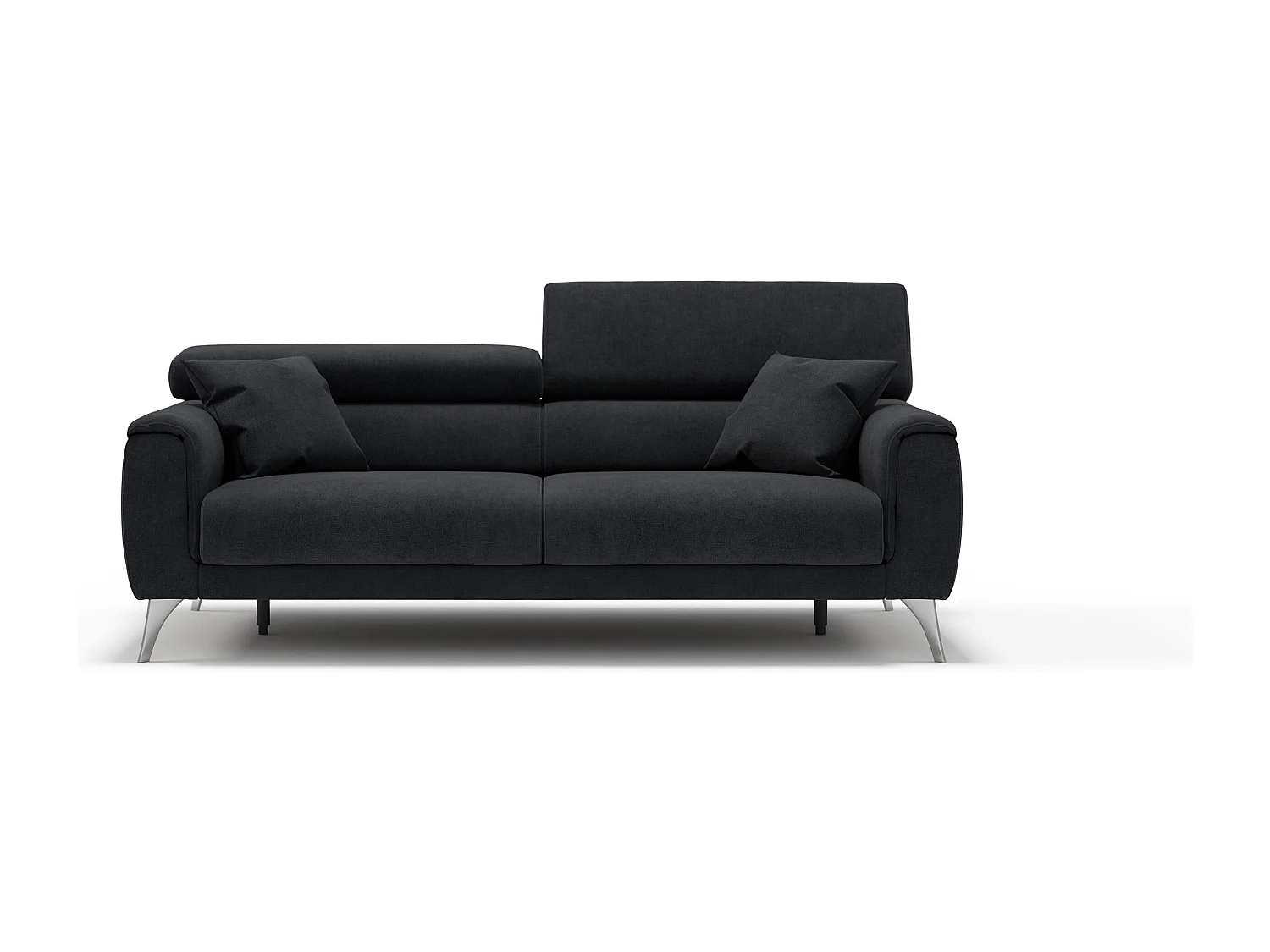 Caravaggio Sofa mit verschiebbaren Sitzen aus wasserfestem, weichem Stoff T02 169 cm Schwarz