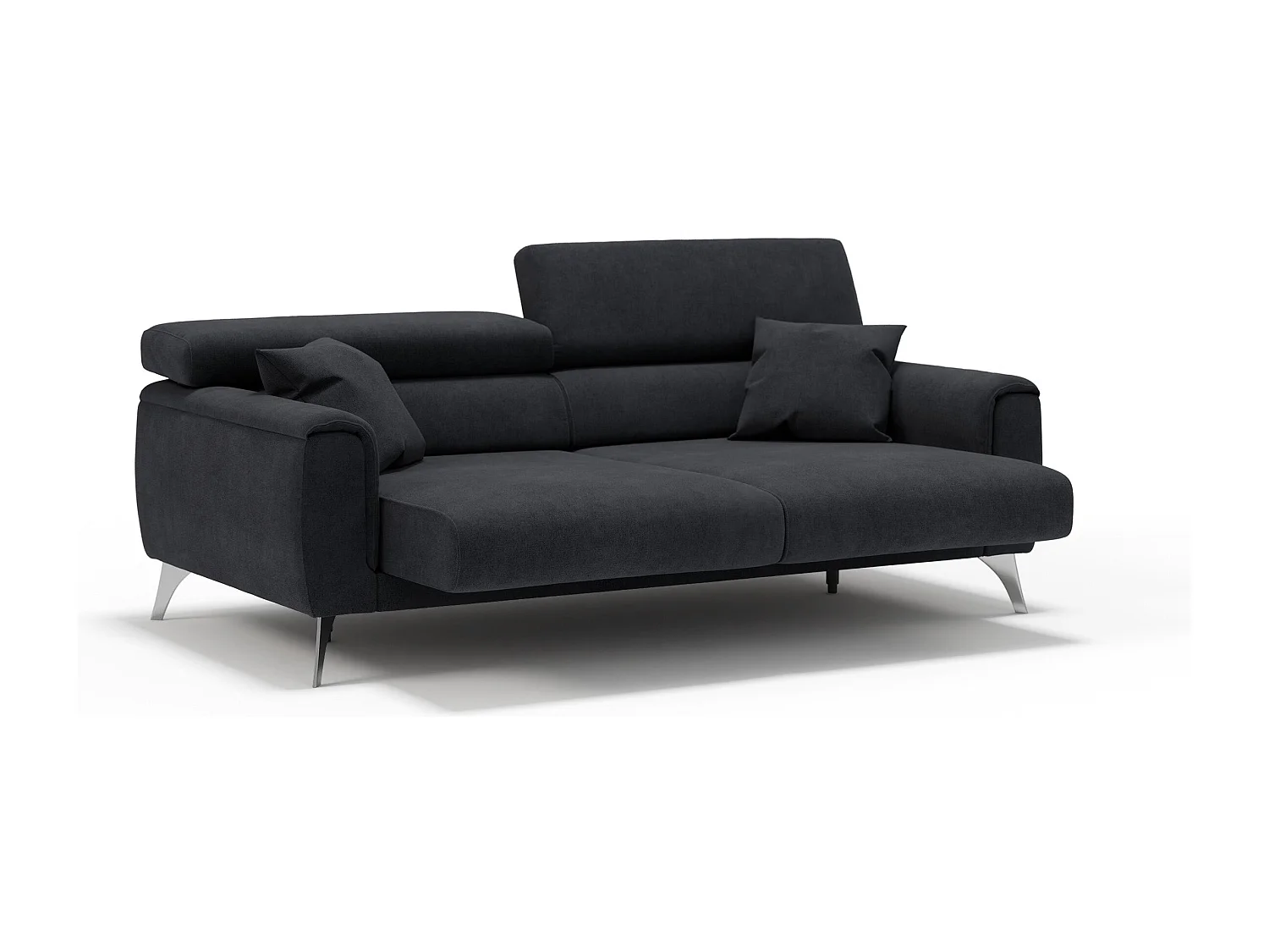 Caravaggio Sofa mit verschiebbaren Sitzen aus wasserfestem, weichem Stoff T02 169 cm Schwarz