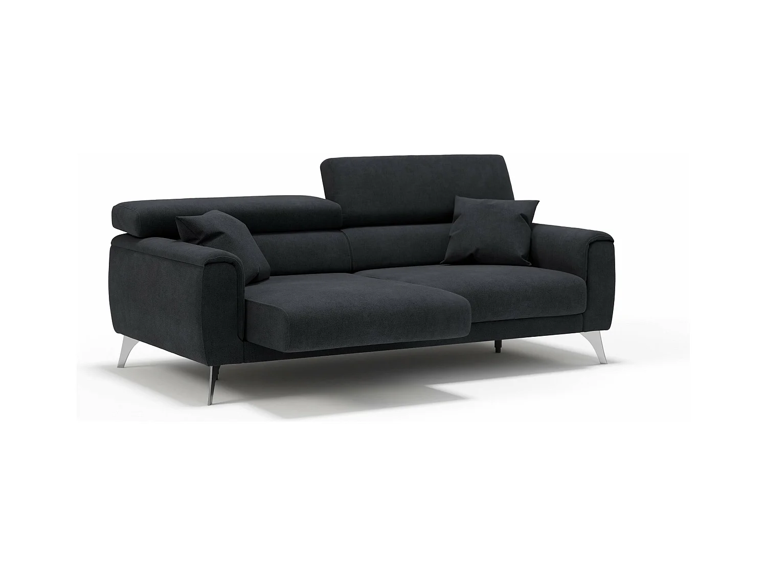 Caravaggio Canapé avec assises coulissantes en tissu doux imperméable T02 169 cm Noir