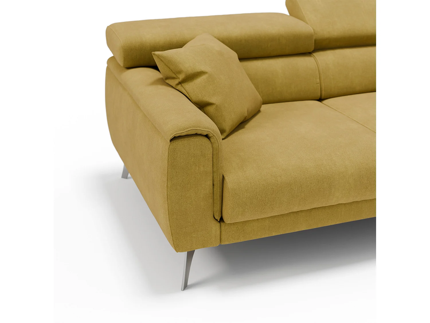 Caravaggio Sofa mit 3 unabhängigen ausziehbaren Sitzen und verstellbaren Kopfstützen aus wasserfestem Stoff T02 244 cm Gelb
