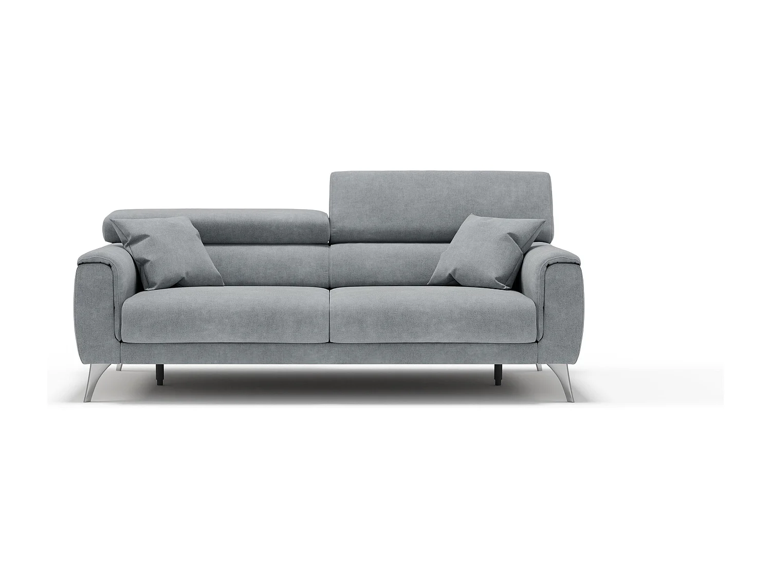 Caravaggio Sofa mit verschiebbaren Sitzen aus wasserfestem, weichem Stoff T02 169 cm Hellgrau