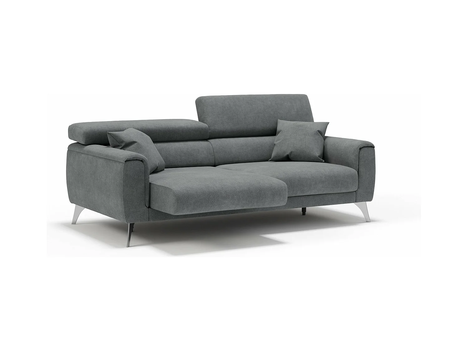 Caravaggio Canapé avec assises coulissantes en tissu doux imperméable T02 169 cm Gris