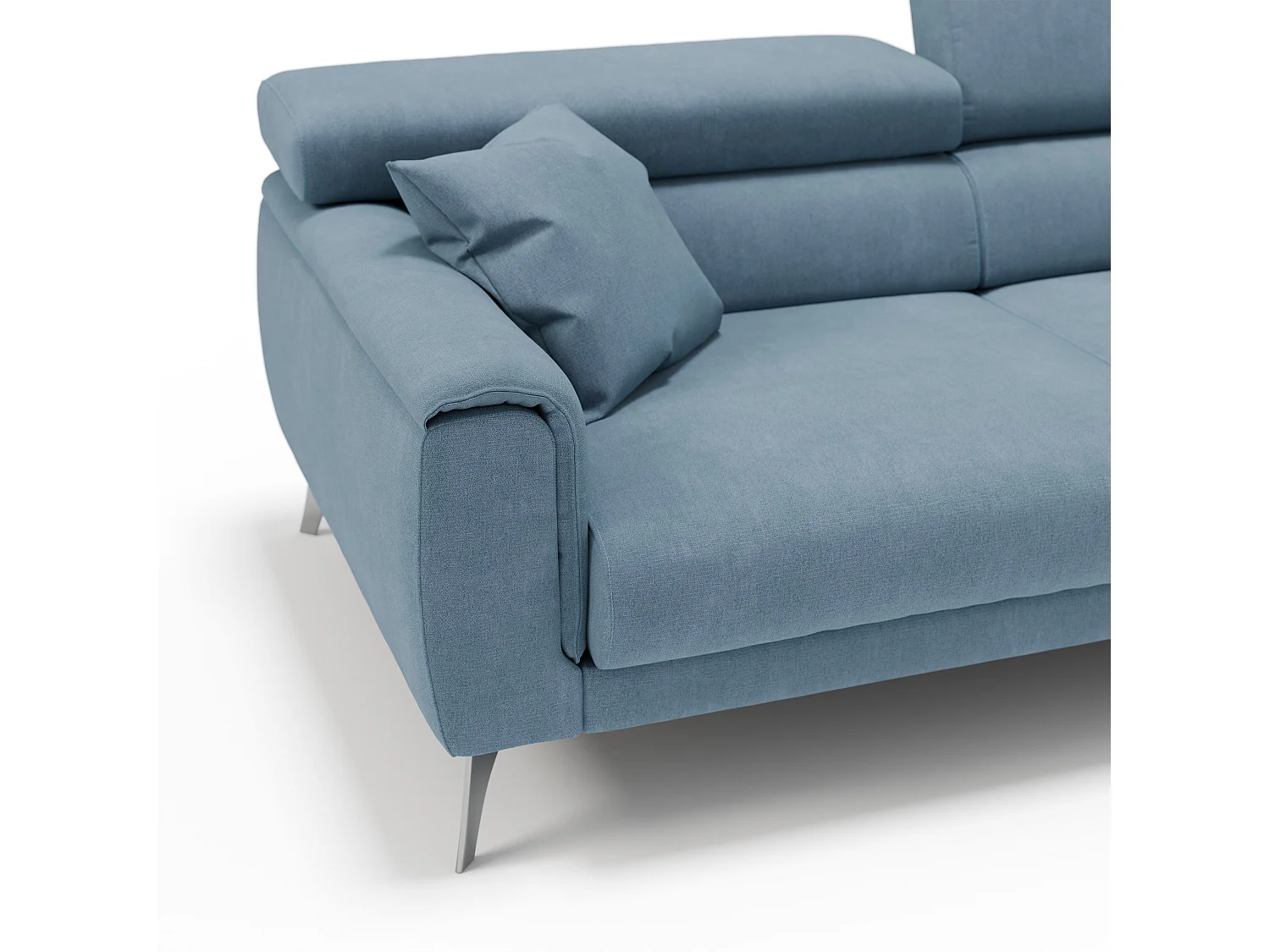 Caravaggio Canapé avec assises coulissantes en tissu doux imperméable T02 169 cm Bleu Pastel