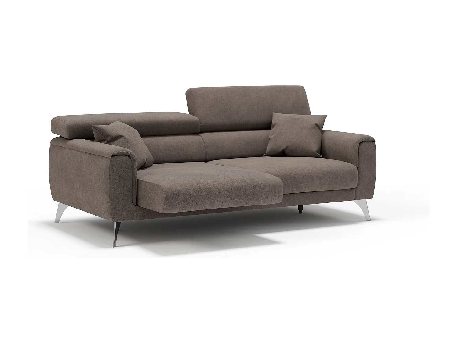 Caravaggio Sofa mit verschiebbaren Sitzen aus wasserfestem, weichem Stoff T02 169 cm Braun
