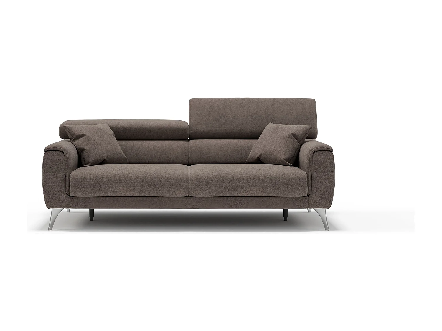 Caravaggio Sofa mit verschiebbaren Sitzen aus wasserfestem, weichem Stoff T02 169 cm Braun