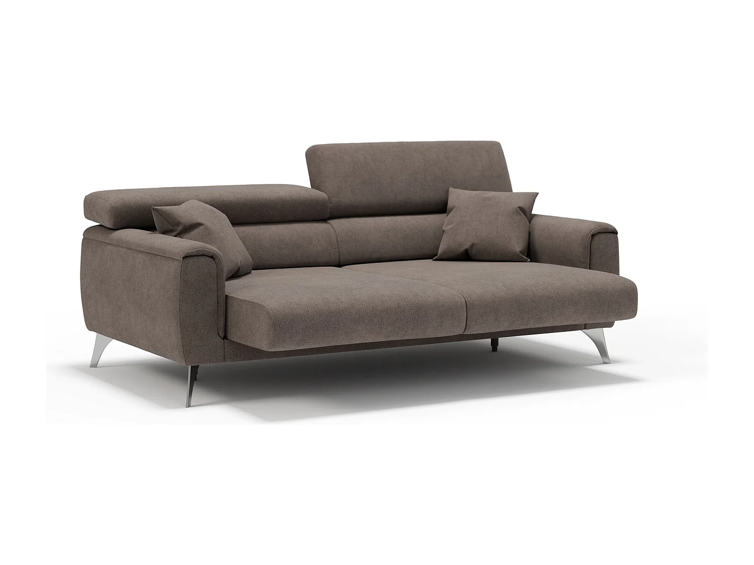Caravaggio Sofa mit verschiebbaren Sitzen aus wasserfestem, weichem Stoff T02 169 cm Braun